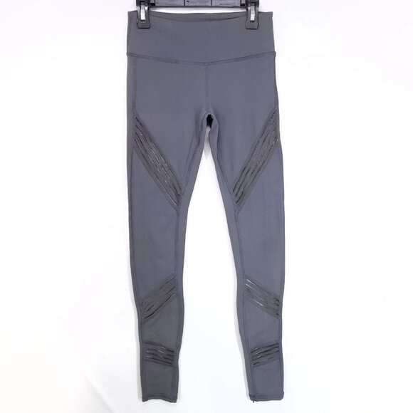 Alo Yoga Leggings Moto Pants Size XXS Womens High Rise Gray Mesh Panel - Picture 1 of 16